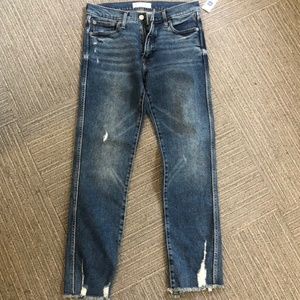 Gap High Rise Slim Straight BF Distressed Jeans